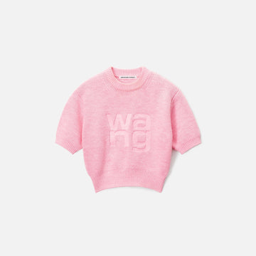 T by Alexander Wang Debossed Stacked Logo Tee - Pink