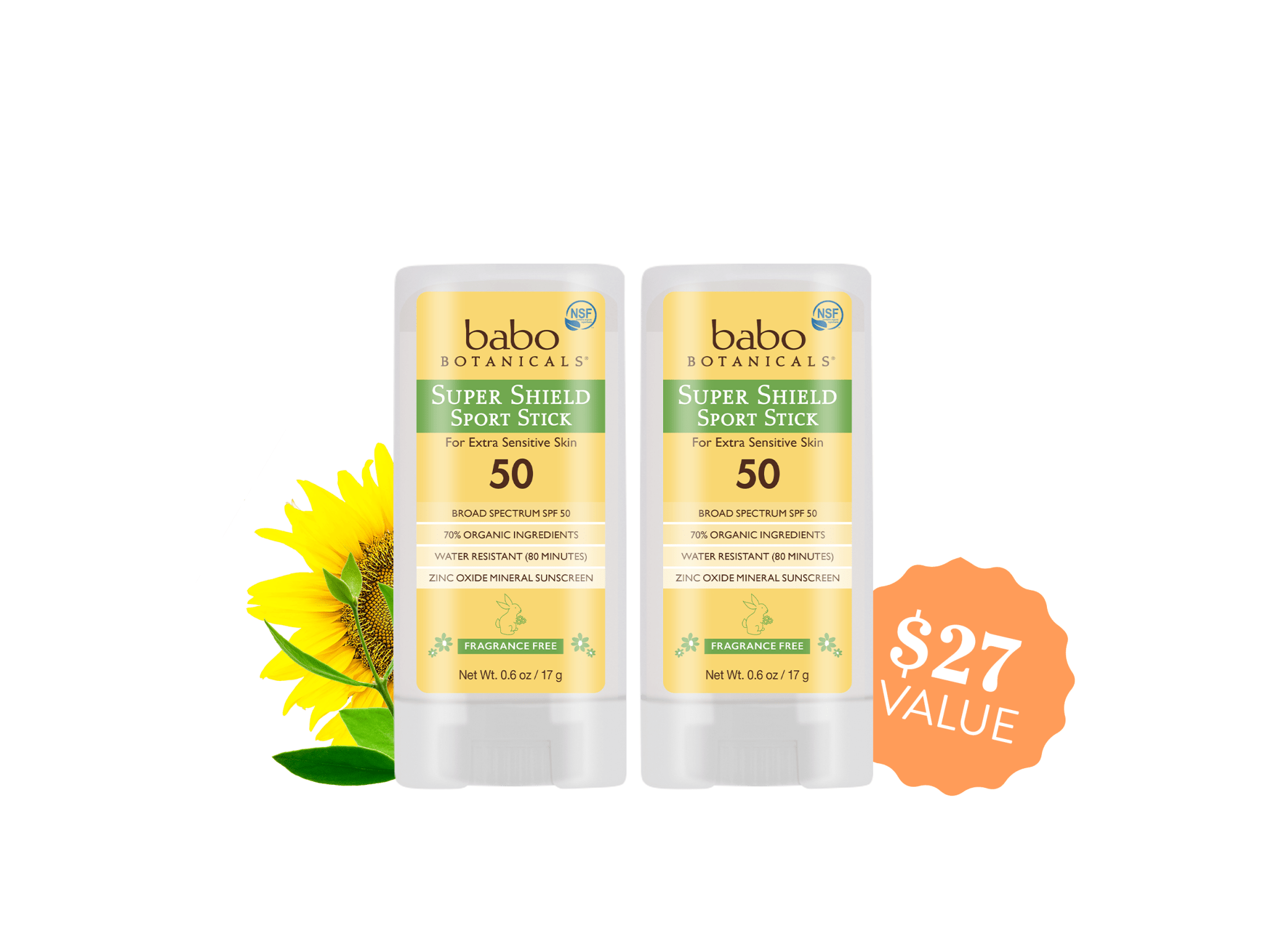 Super Shield Mineral Sunscreen Sport Stick SPF50 Duo