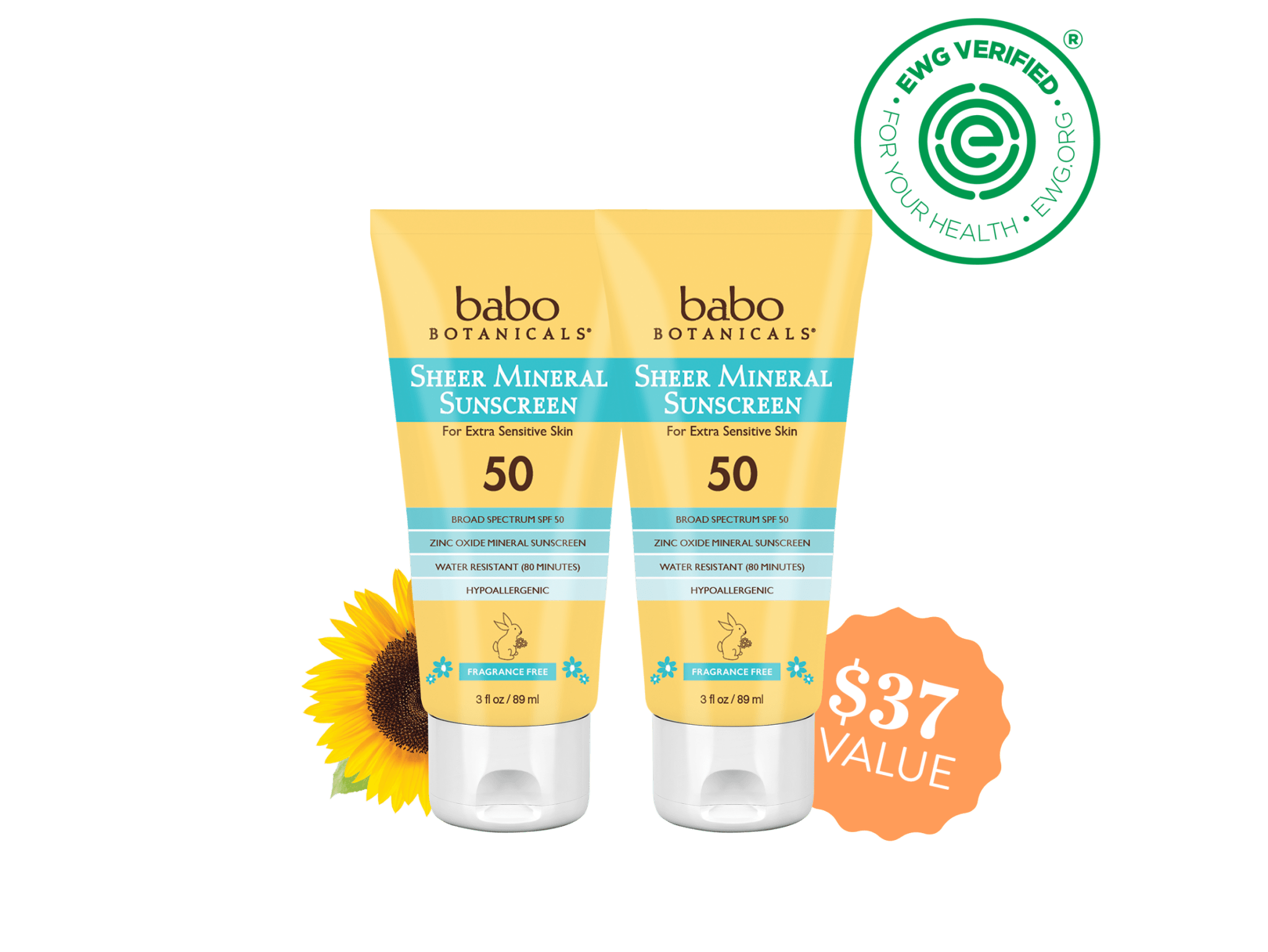 Sheer Mineral Sunscreen Lotion SPF50 Duo