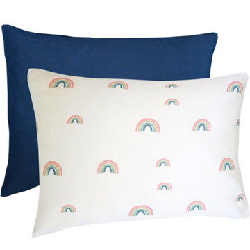 Ecolino® Pillowcase, 100% Organic Cotton, 2 Pack, Navy Blue + Rainbow