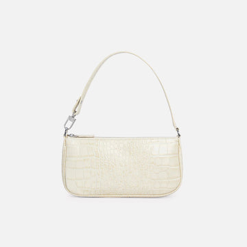 By Far Rachel Croc Embossed Leather - Cream