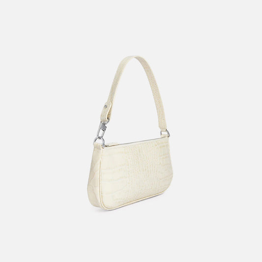 By Far Rachel Croc Embossed Leather - Cream