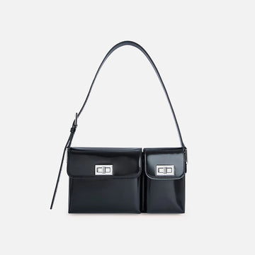 By Far Billy Semi Patent Leather Bag - Black