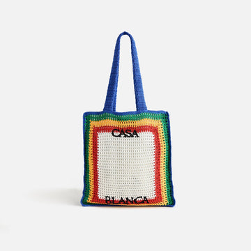 Casablanca Cotton Stripe Crochet Tote - Multi