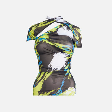Coperni Asymetric Draped Mesh Top - Multi