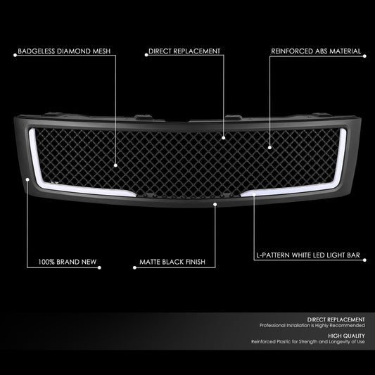 07-13 Chevy Silverado 1500 LED DRL Front Grille - Diamond Mesh