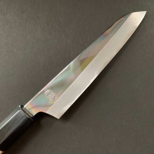 Kiritsuke Petty Knife, Shirogami 2 with iron cladding, mirror polished finish, Choyo range - Sakai Kikumori