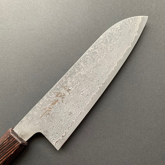 Santoku knife, SG2 powder steel, Damascus finish, mono Wenge handle - Shigeki Tanaka