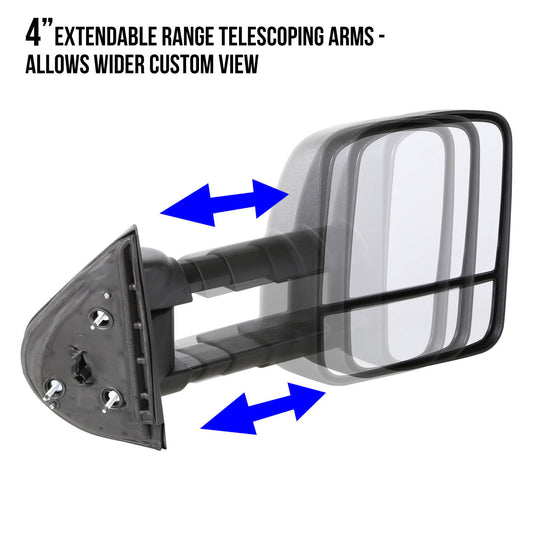 Manual Towing Mirrors (Pair)<br>07-13 Chevy Silverado Tahoe, GMC Sierra Yukon