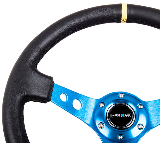 350mm 3 in. Deep Dish Leather Grip Steering Wheel - RST-006BL-Y