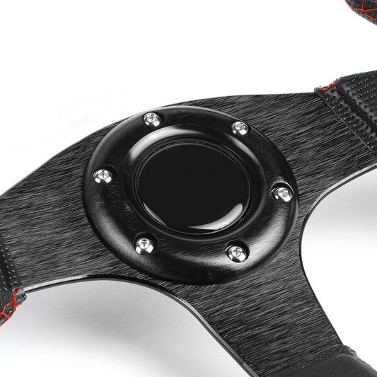 320mm Aluminum Spoke Vinyl Leather Grip Steering Wheel