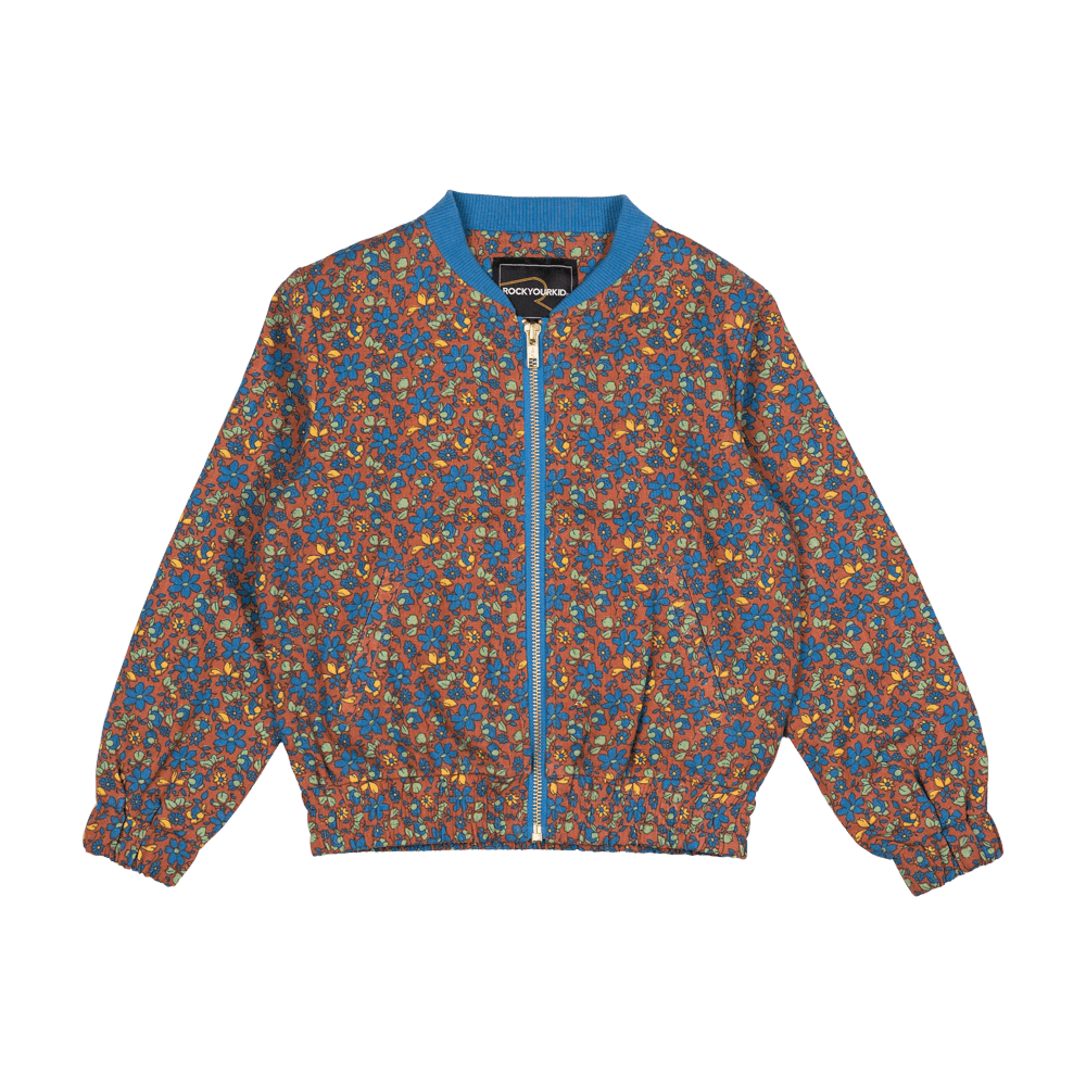 BROWN FLORAL BOMBER JACKET