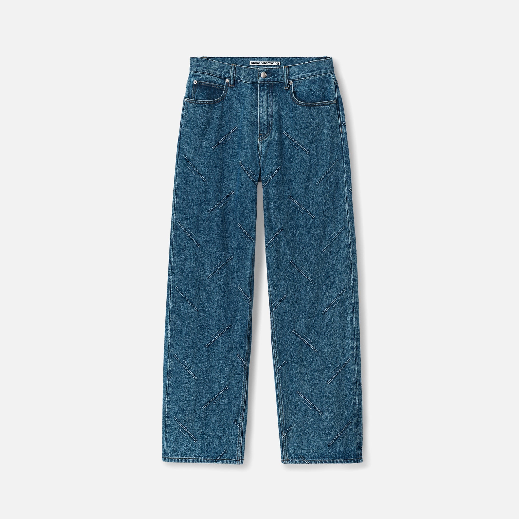 T by Alexander Wang Super EZ Loose Straight Jean Emboss Toss Logo - Deep Blue