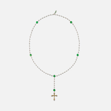 VEERT Freshwater Pearl Green Onyx Rosary Necklace - Green