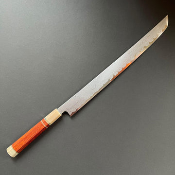 Sakimaru Sujihiki knife, Aogami 1 carbon steel with Iron clad, Damascus finish - Nakagawa Hamono