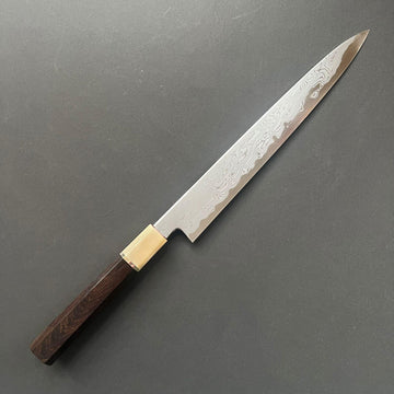 Sujihiki knife, Aogami 1 carbon steel, Damascus finish - Nakagawa Hamono x Naohito Myojin