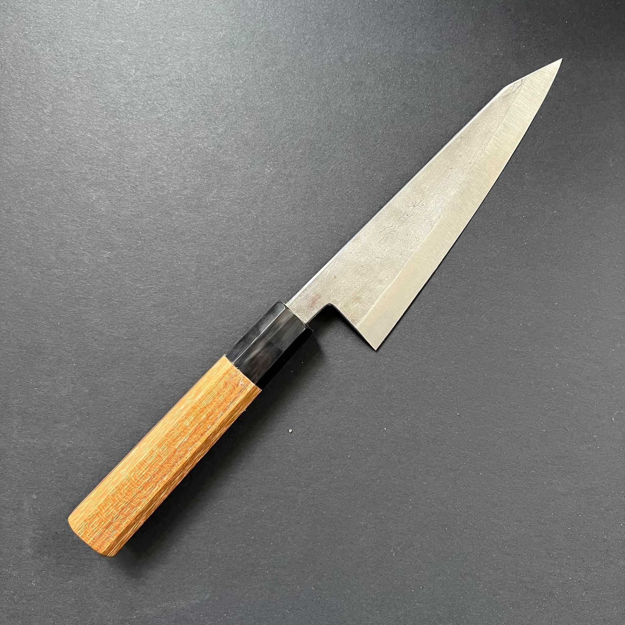 Honesuki knife, Shirogami 1 with stainless steel cladding, nashiji finish - Goko