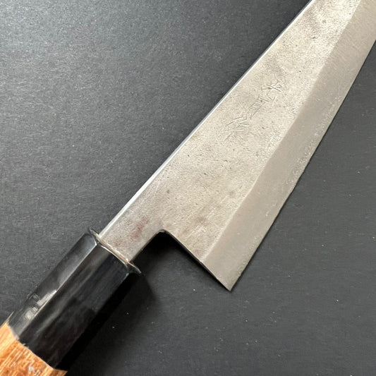 Honesuki knife, Shirogami 1 with stainless steel cladding, nashiji finish - Goko