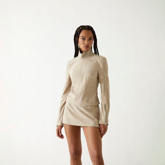 Kith Women Alba Suede Box Pleat Mini Skirt - Arch