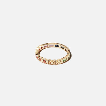 Yvonne Leon River Baguette Ring - Yellow Gold / Rainbow