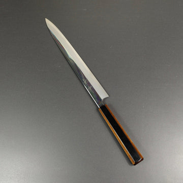 Yanagiba knife, Aogami 1 carbon steel, traditional kasumi finish - Baba Hamono