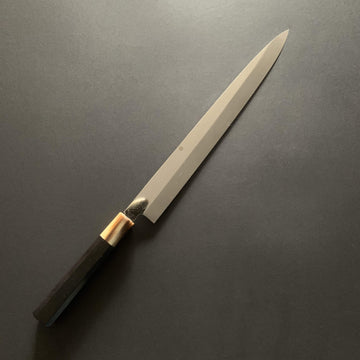 Honyaki Yanagiba knife, Shirogami 2, Mt Fuji hamon - Togashi Kenji