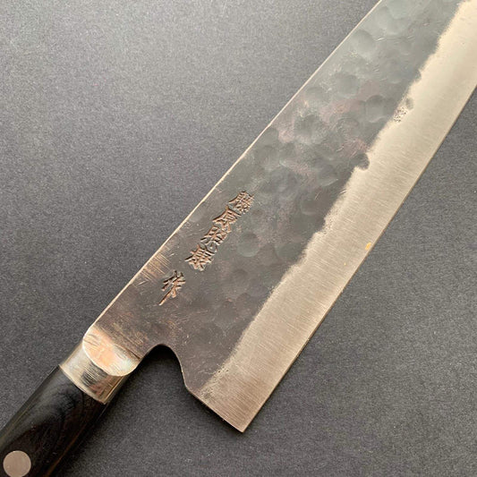 Gyuto knife, Aogami super with stainless steel cladding, Tsuchime Kurouchi finish, Denka range, western handle - Fujiwara
