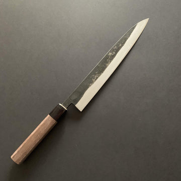 Double bevel Yanagiba knife, shirogami 1, kurouchi finish - Nishida