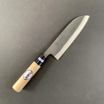 Santoku knife, Aogami 2 steel, kurouchi finish - Gihei